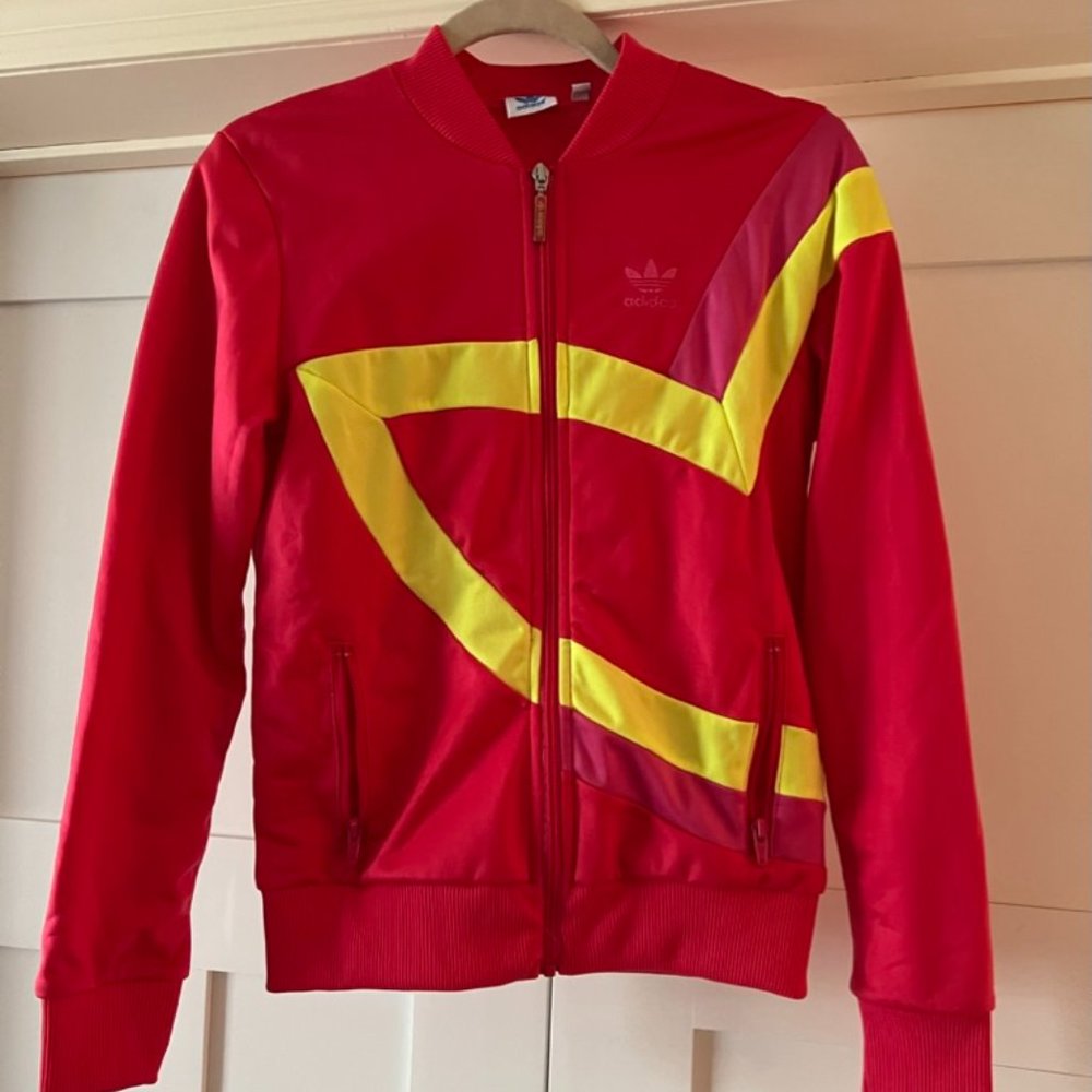 ADIDAS pink and yellow zip up